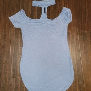 Shelly Blue Short Sleeve Tunic Top sz Medium